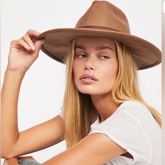 Free People Tan Wide Brim Hat 😍 - Picture 1 of 4